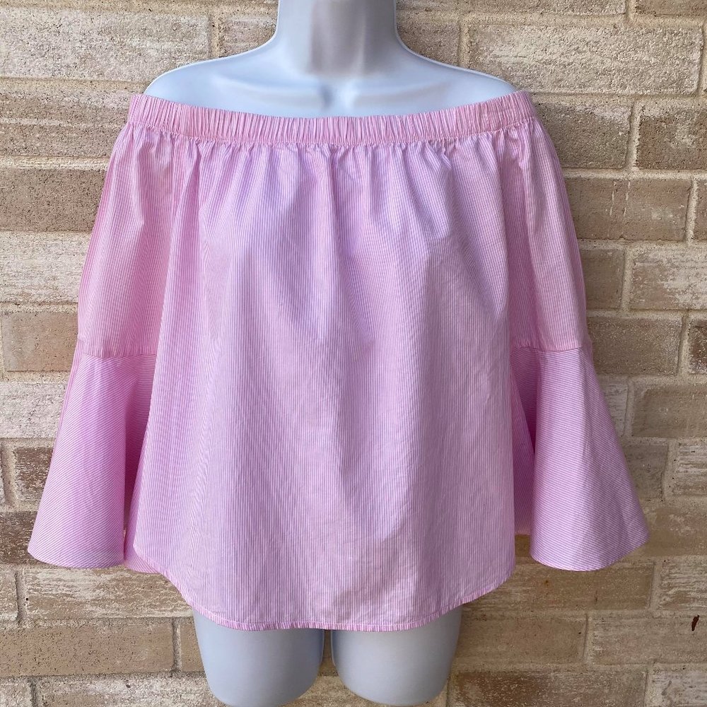 3/$25 Item Forever 21 Women's Off-Shoulder Striped 100% Cotton Top Pink Size S